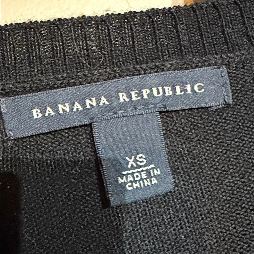 Banana Republic Black Long Sleeve Dress with Ruched Detail